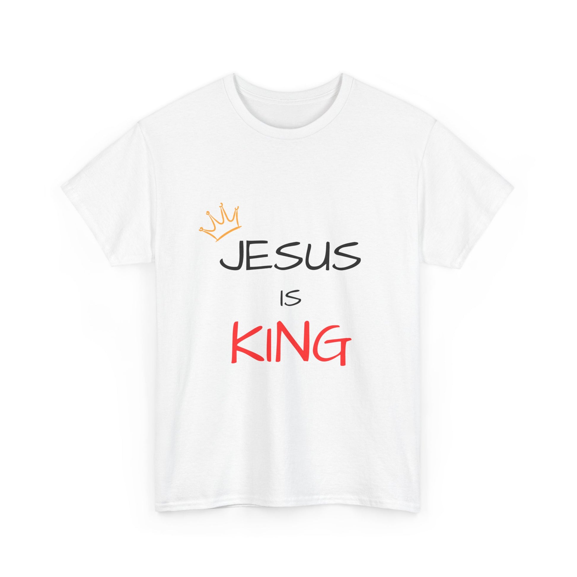 Jesus is King Unisex Heavy Cotton Tee, Religious T-Shirt, Faith-Based Apparel, Christian Gift, Spiritual Wear, Casual Outfit