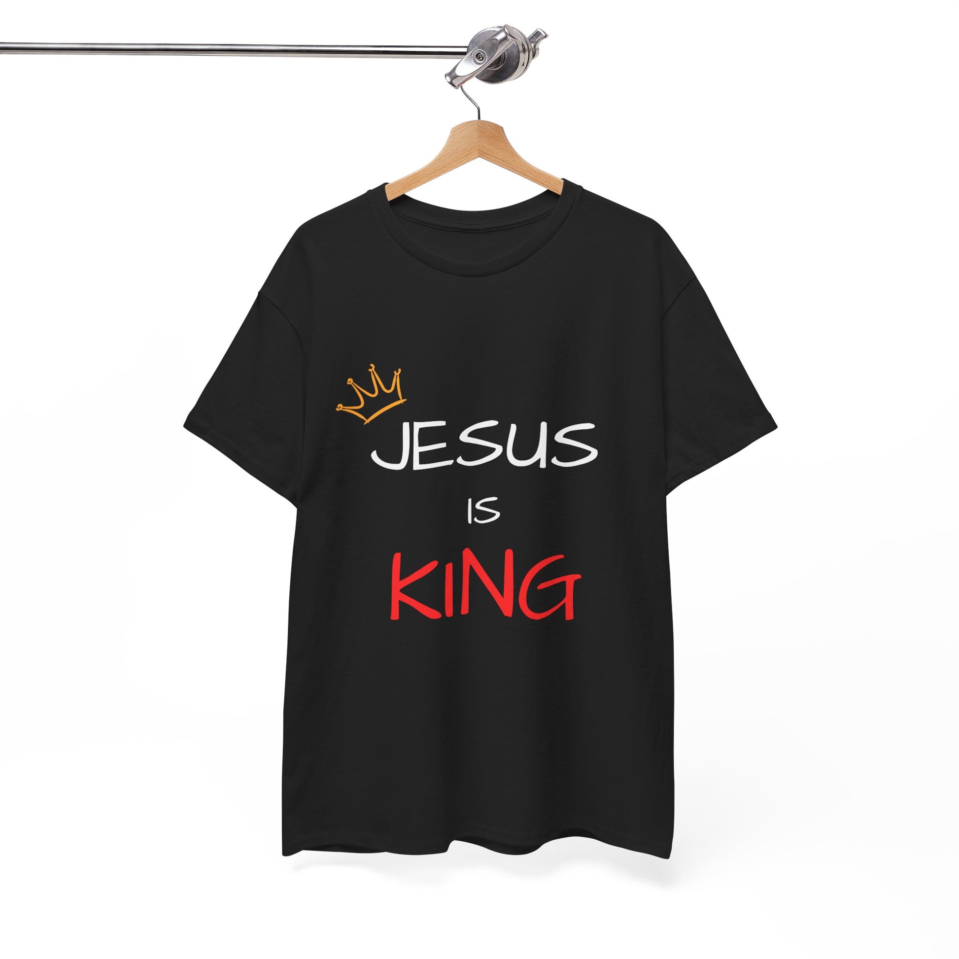 Jesus is King Unisex Heavy Cotton Tee, Religious T-Shirt, Faith-Based Apparel, Christian Gift, Spiritual Wear, Casual Outfit