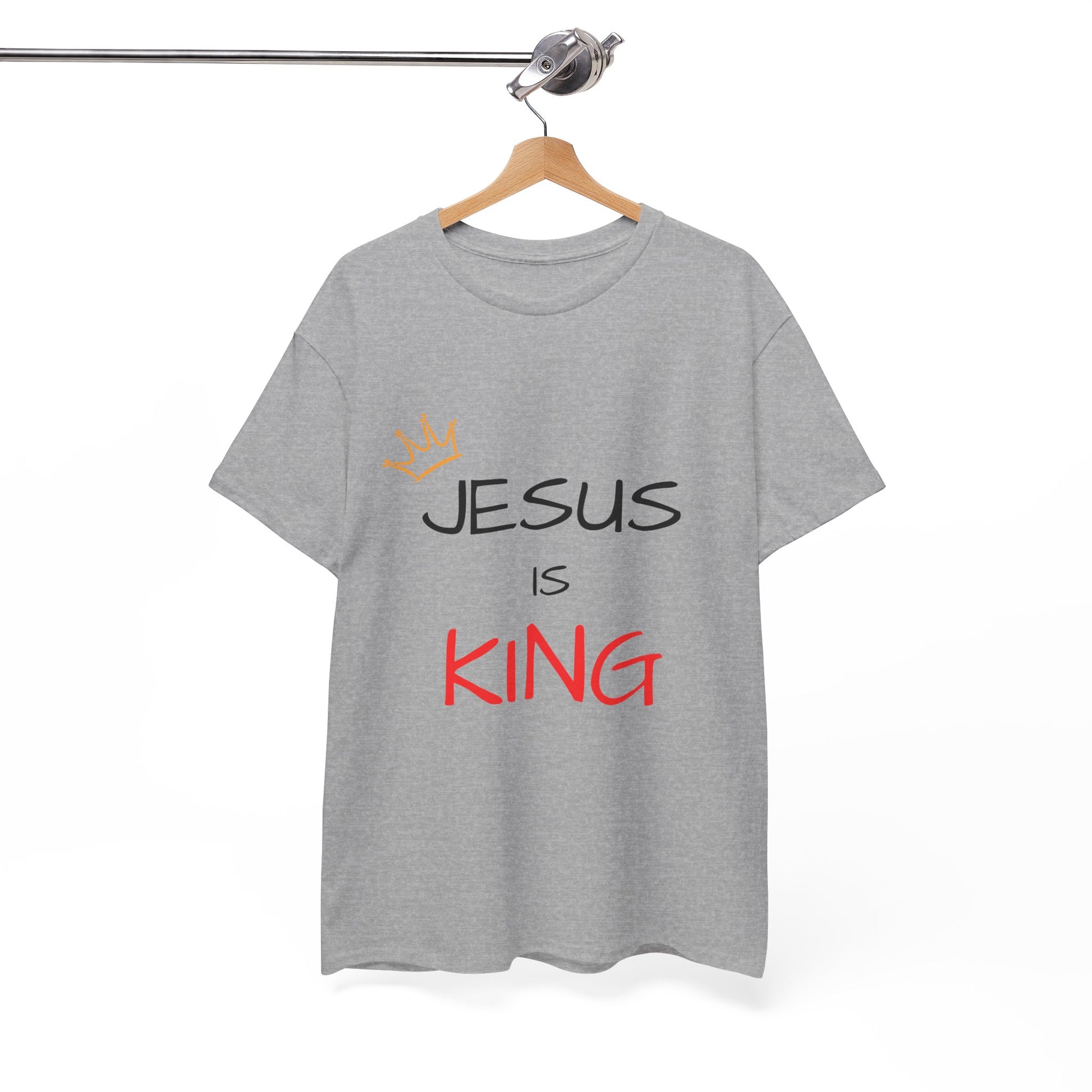 Jesus is King Unisex Heavy Cotton Tee, Religious T-Shirt, Faith-Based Apparel, Christian Gift, Spiritual Wear, Casual Outfit