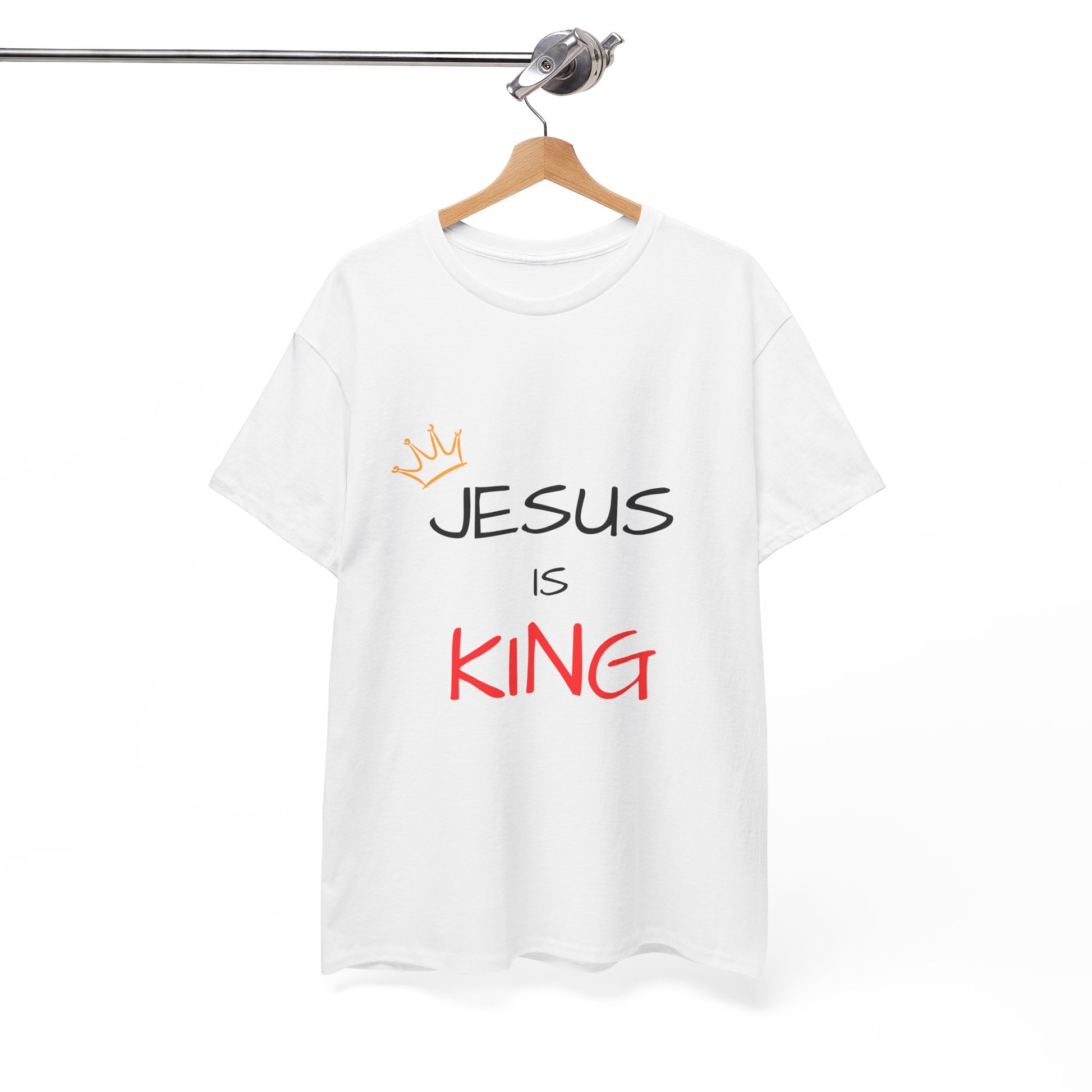 Jesus is King Unisex Heavy Cotton Tee, Religious T-Shirt, Faith-Based Apparel, Christian Gift, Spiritual Wear, Casual Outfit