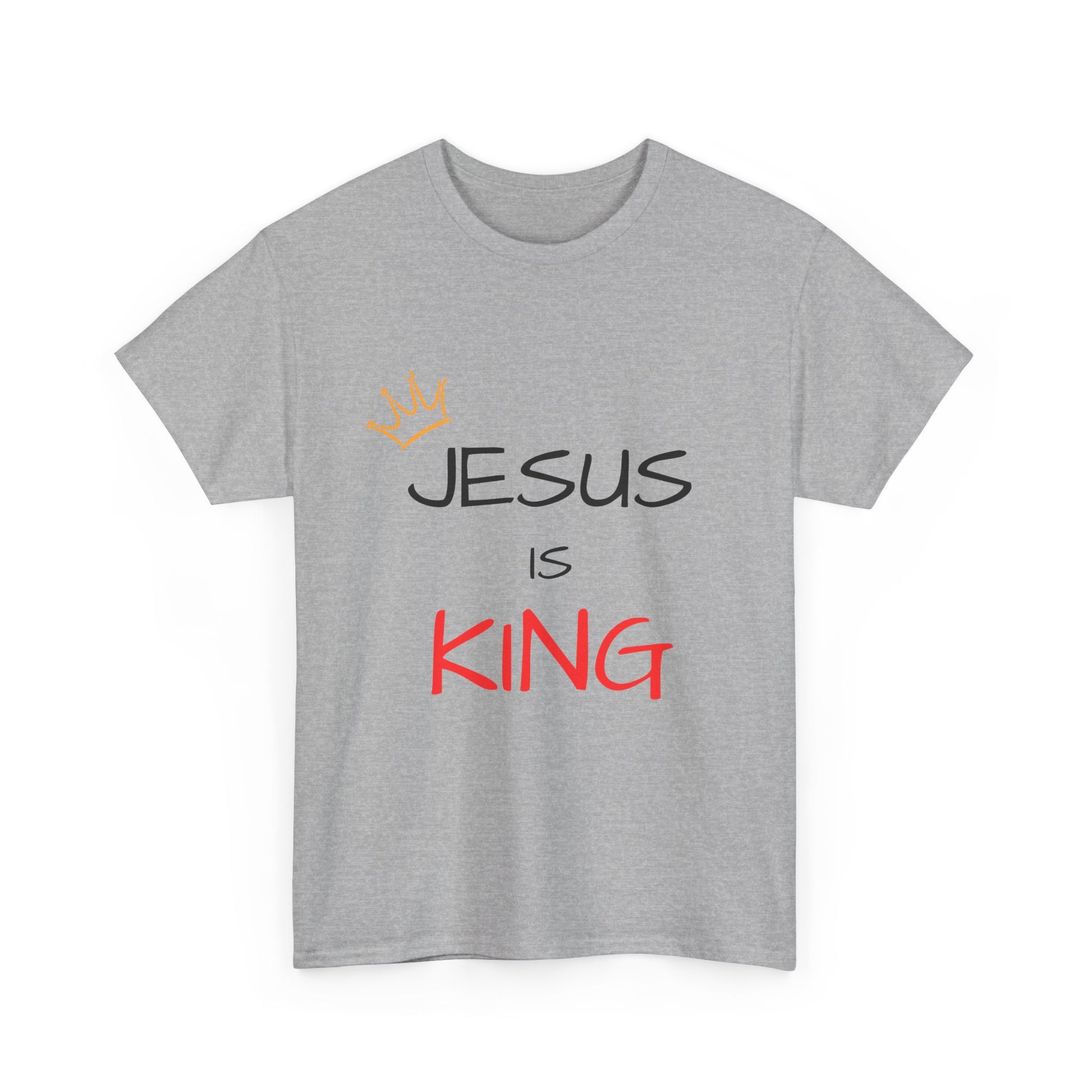 Jesus is King Unisex Heavy Cotton Tee, Religious T-Shirt, Faith-Based Apparel, Christian Gift, Spiritual Wear, Casual Outfit