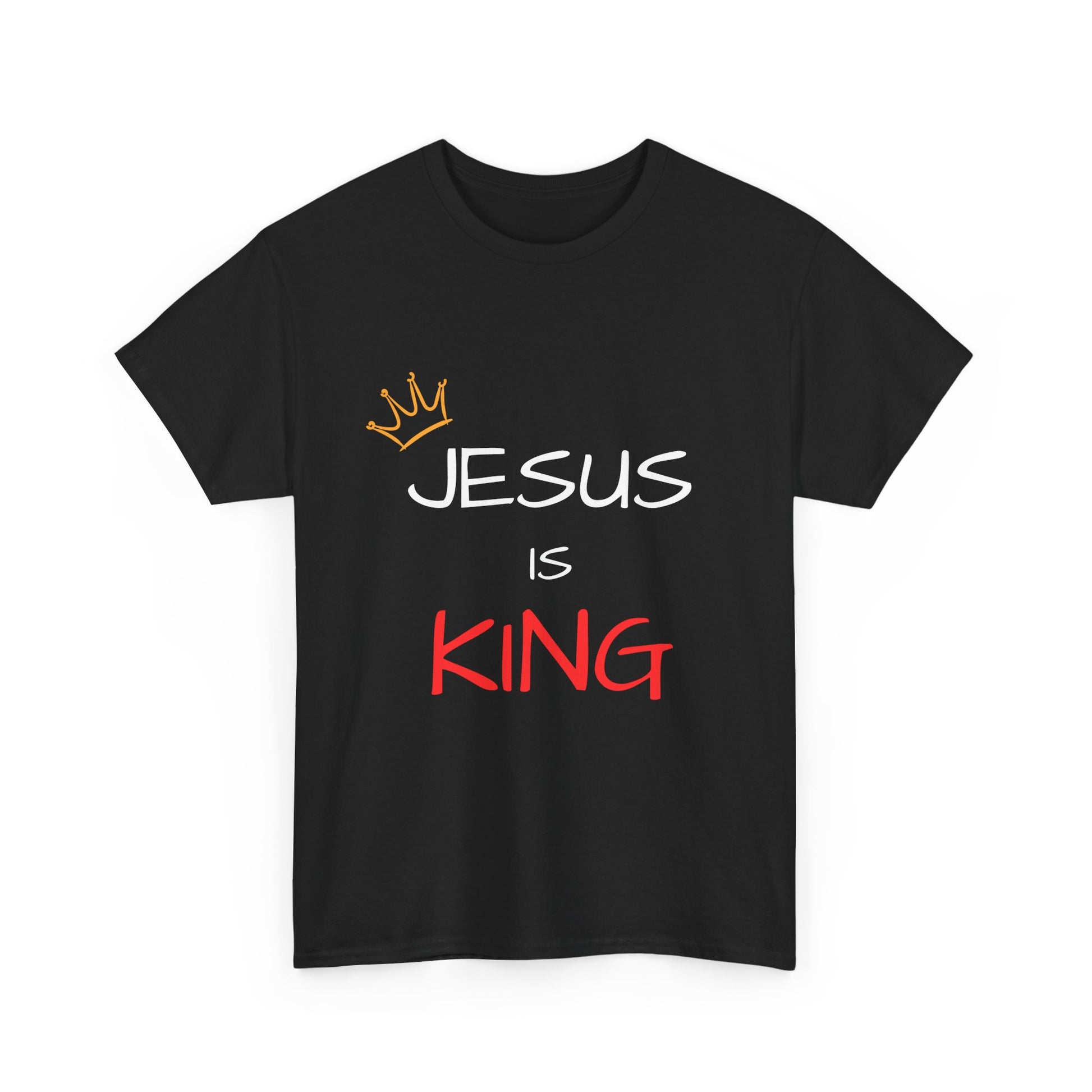 Jesus is King Unisex Heavy Cotton Tee, Religious T-Shirt, Faith-Based Apparel, Christian Gift, Spiritual Wear, Casual Outfit