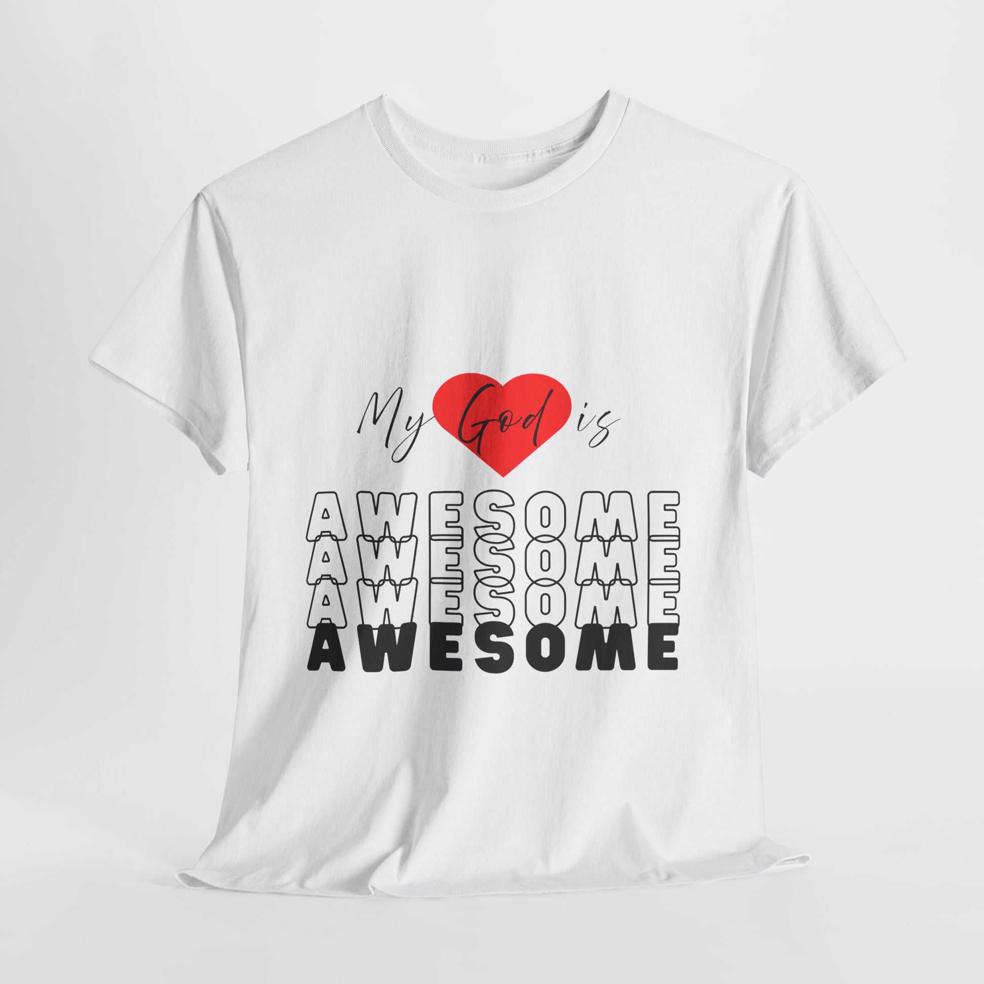 Unisex Heavy Cotton Tee - My God is Awesome Shirt, Inspirational Tee, Christian Gift, Casual Wear, Faith-Based Apparel