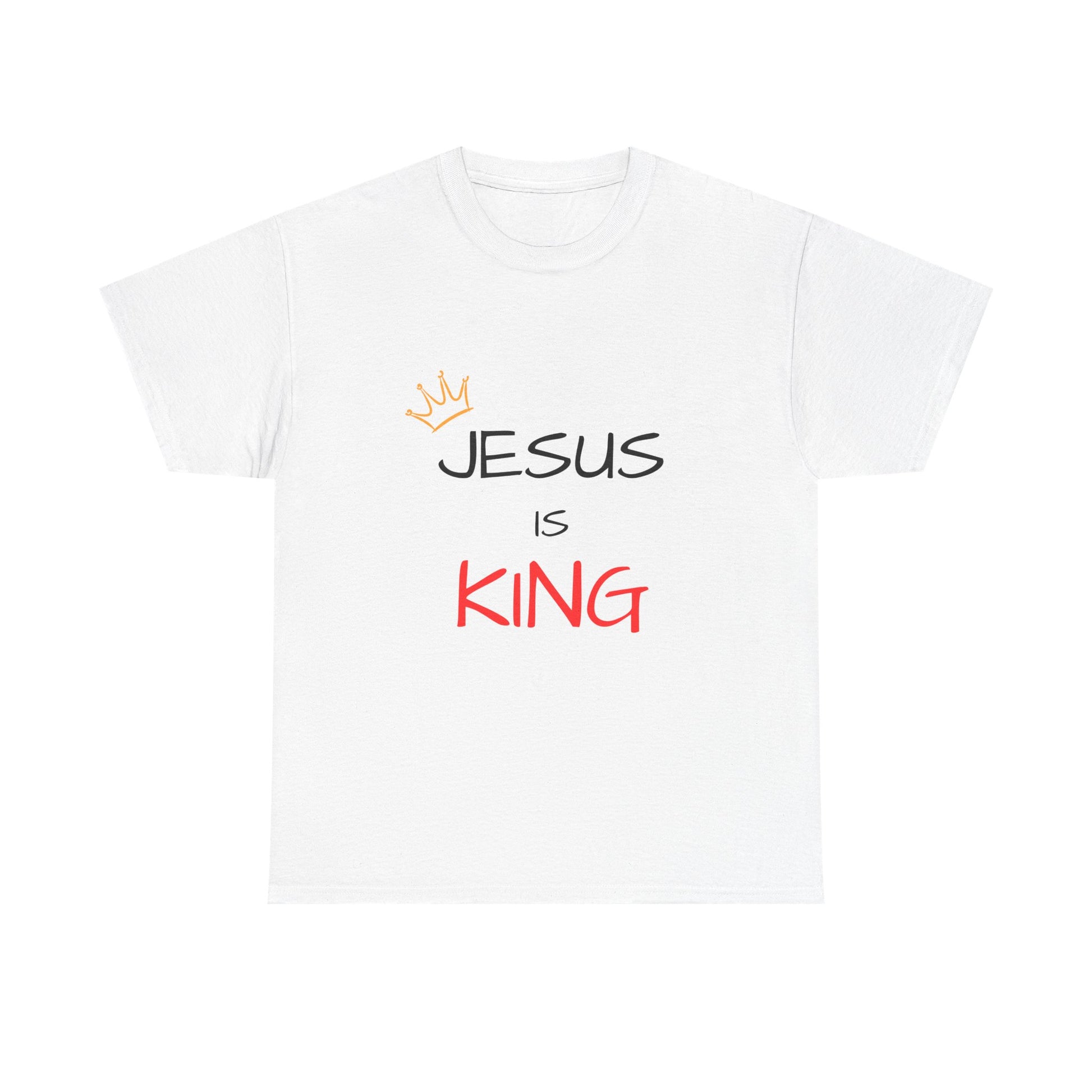 Jesus is King Unisex Heavy Cotton Tee, Religious T-Shirt, Faith-Based Apparel, Christian Gift, Spiritual Wear, Casual Outfit