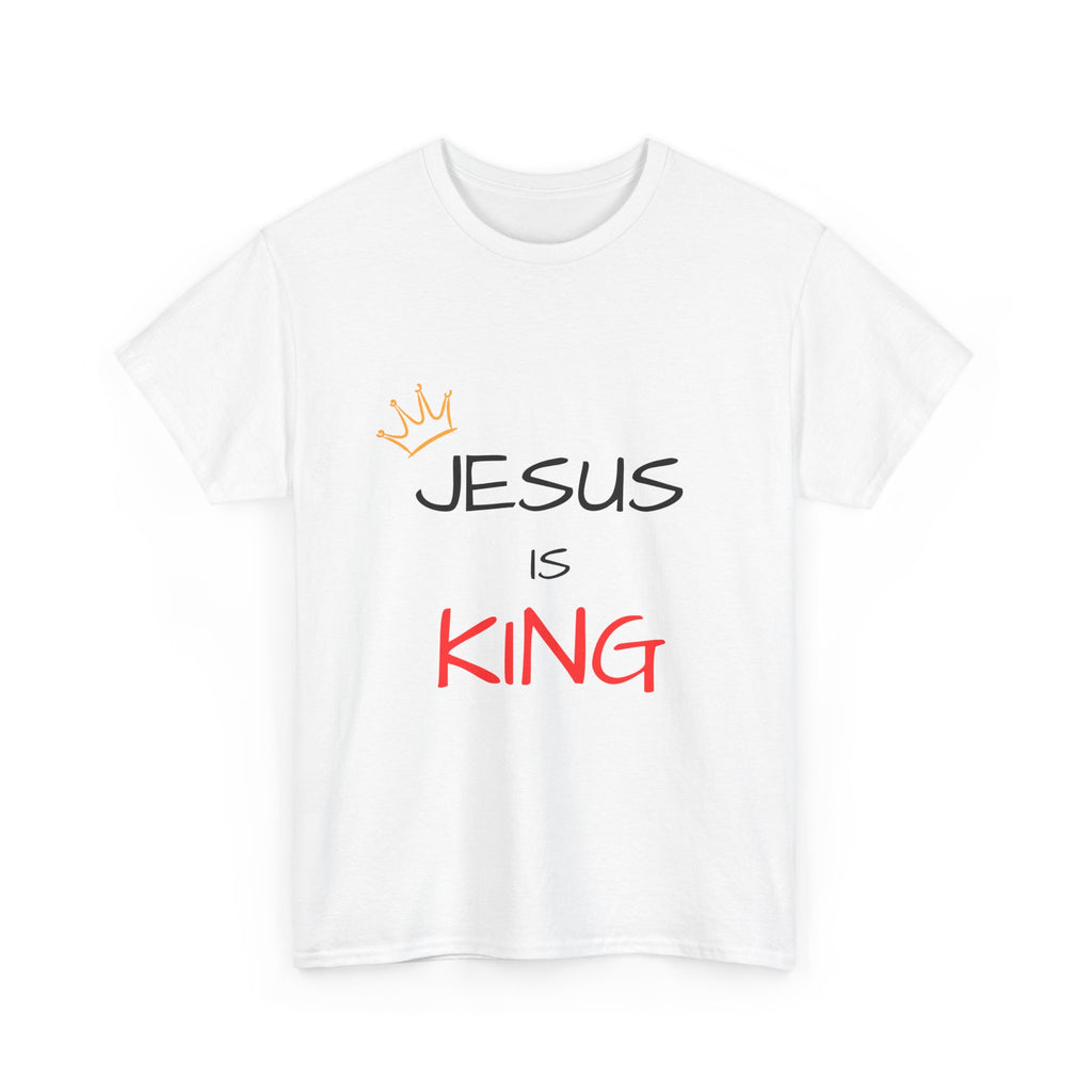 Jesus is King Unisex Heavy Cotton Tee, Religious T-Shirt, Faith-Based Apparel, Christian Gift, Spiritual Wear, Casual Outfit