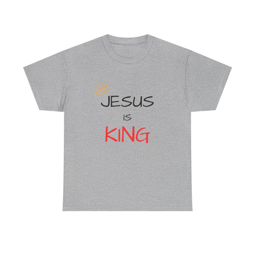 Jesus is King Unisex Heavy Cotton Tee - Faith-Based Apparel, Christian Gift, Casual Wear, Scripture T-Shirt, Religious Inspiration